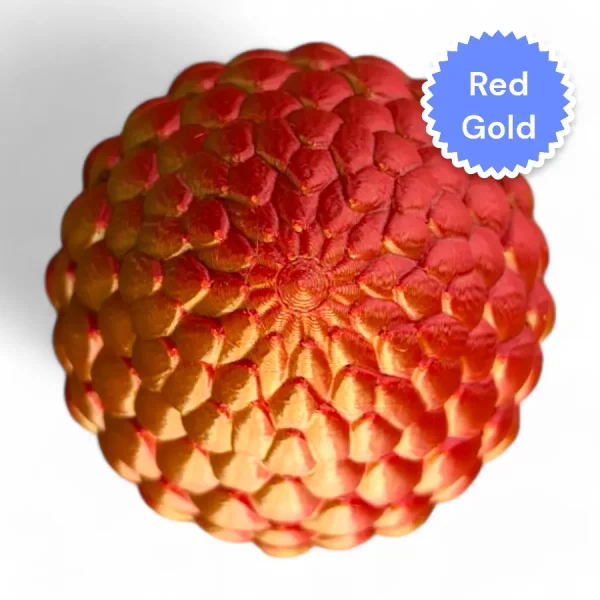 3D printed Dragon's Egg Top View - Red/Gold Filament