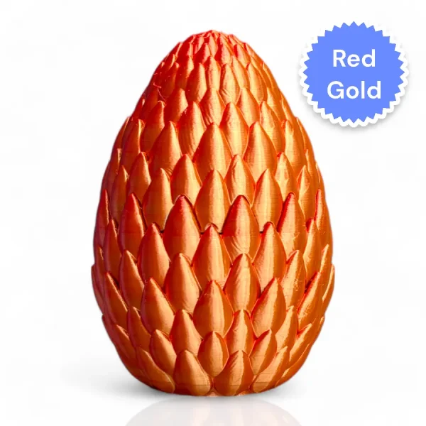 3D printed Dragon's Egg Side View - Red/Gold Filament