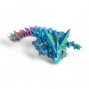 3d Printed Articulated Baby Crystal Dragon in Red/Gold/Blue Filament. Made in Australia